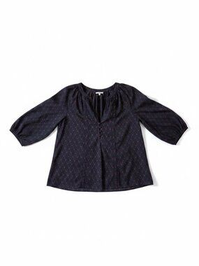 JOIE Black & Purple Printed Button-Front Blouse Womens XS